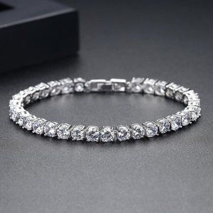 5MM High Quality Tennis Bracelet Zirconia, Silver Plated
